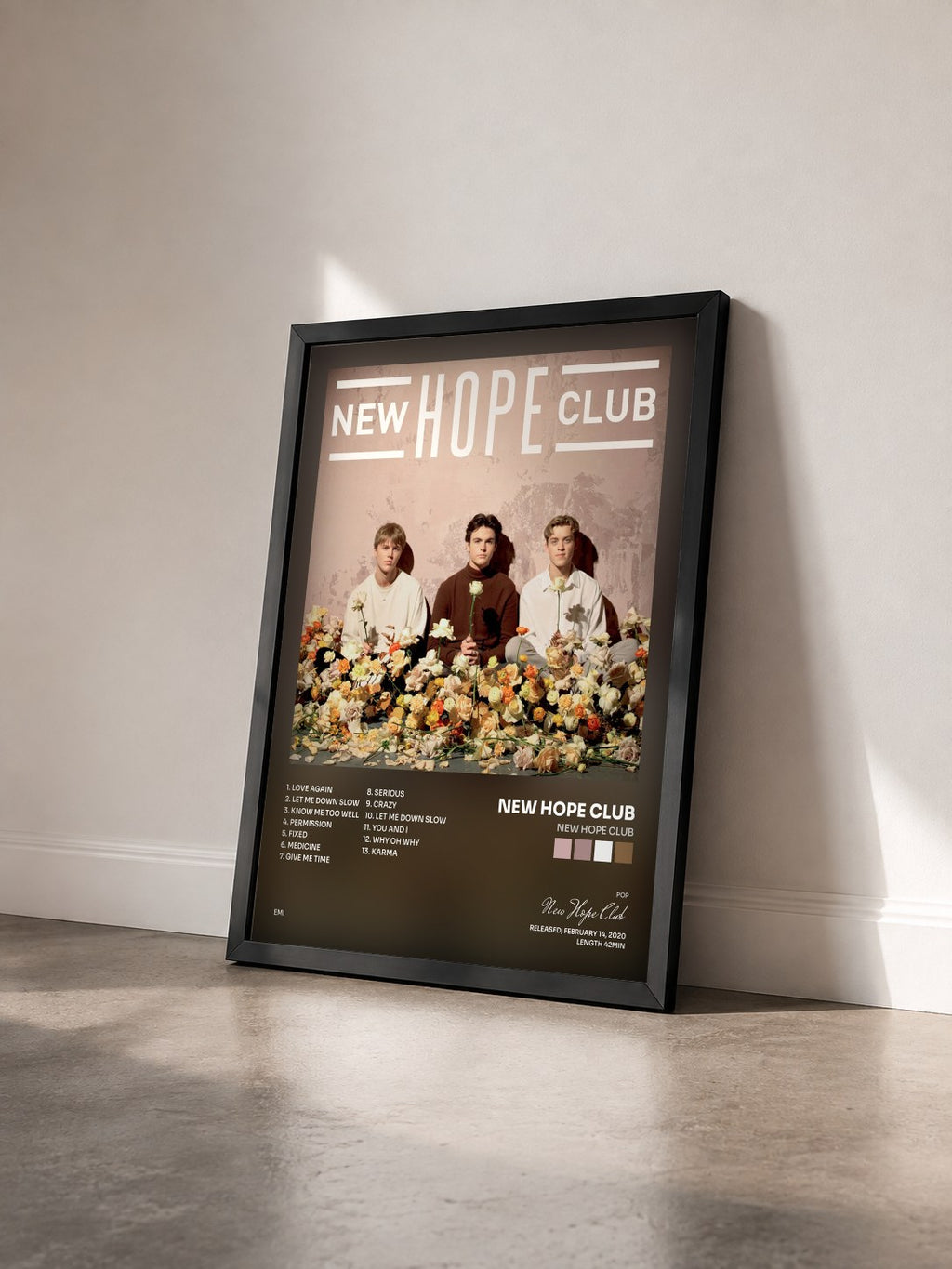 #noir Tableau de l'album New Hope Club de New Hope Club vu de trois quarts, cadre noir