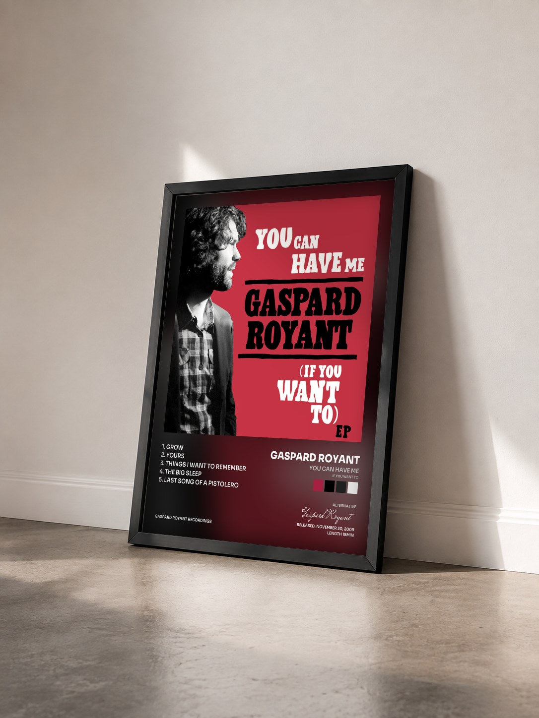 #noir Tableau de l'album You Can Have Me (If You Want to) - EP de Gaspard Royant vu de trois quarts, cadre noir