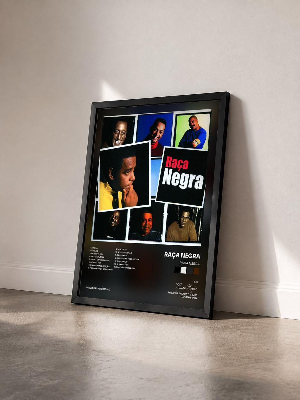 #noir Tableau de l'album Raça Negra de Raça Negra vu de trois quarts, cadre noir