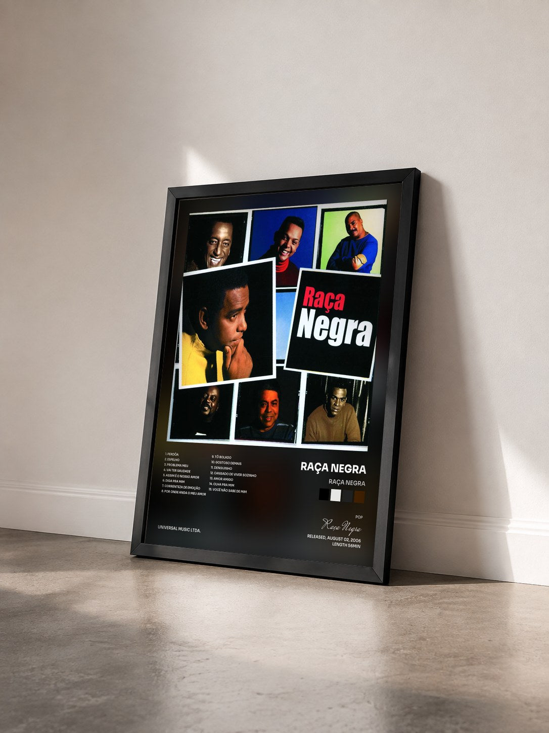 #noir Tableau de l'album Raça Negra de Raça Negra vu de trois quarts, cadre noir