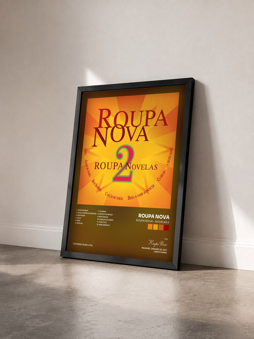 #noir Tableau de l'album Roupa Nova - Novelas 2 de Roupa Nova vu de trois quarts, cadre noir