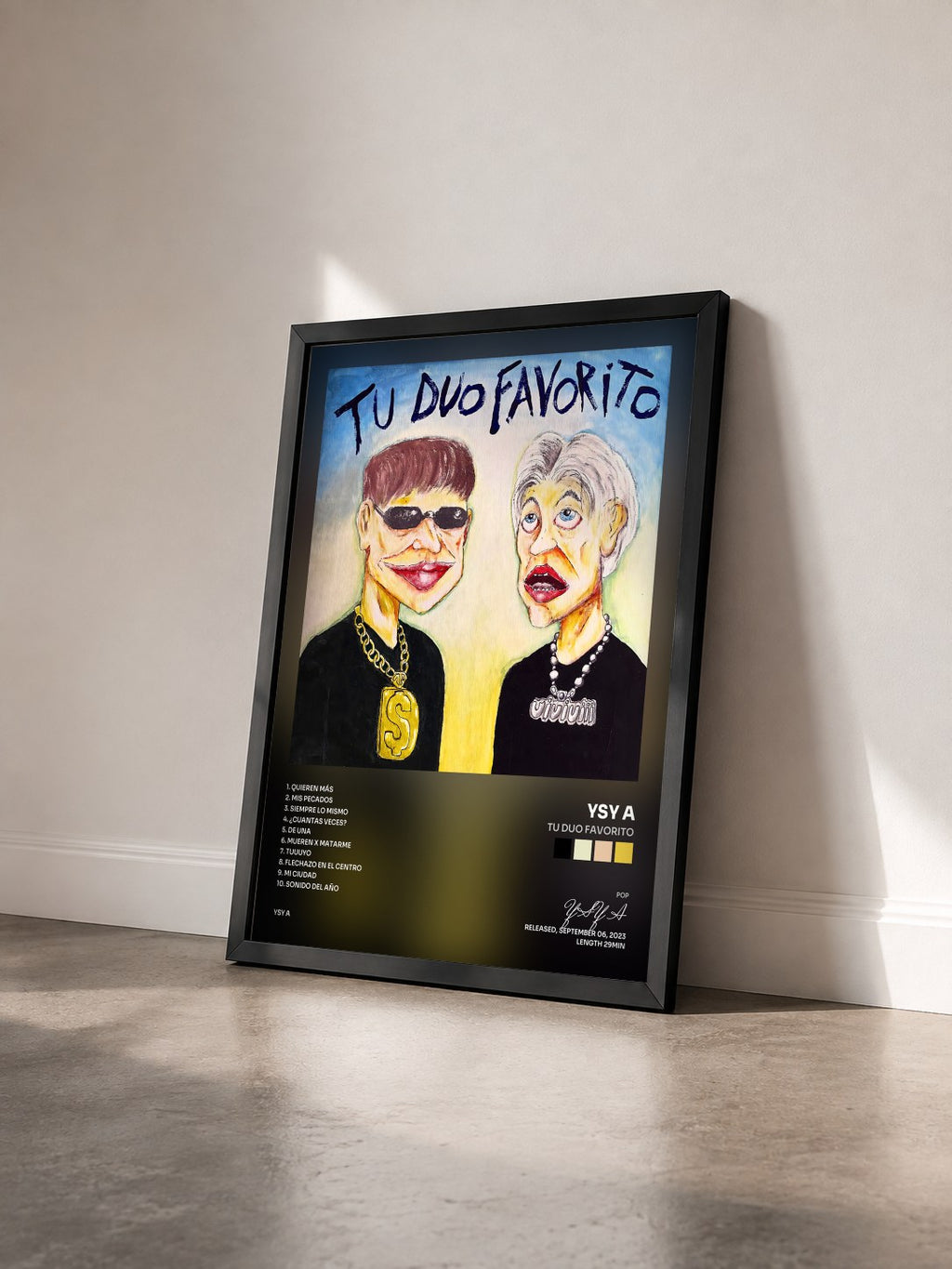 #noir Tableau de l'album TU DUO FAVORITO de YSY A vu de trois quarts, cadre noir