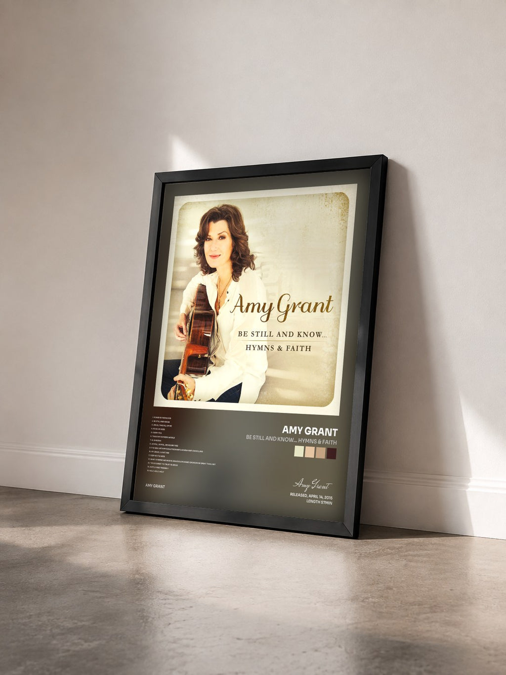 #noir Tableau de l'album Be Still And Know... Hymns & Faith de Amy Grant vu de trois quarts, cadre noir