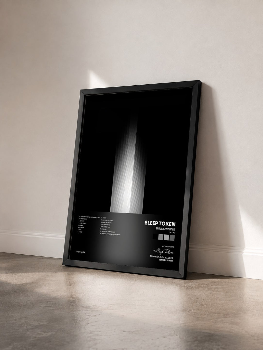 #noir Tableau de l'album Sundowning (Deluxe) de Sleep Token vu de trois quarts, cadre noir