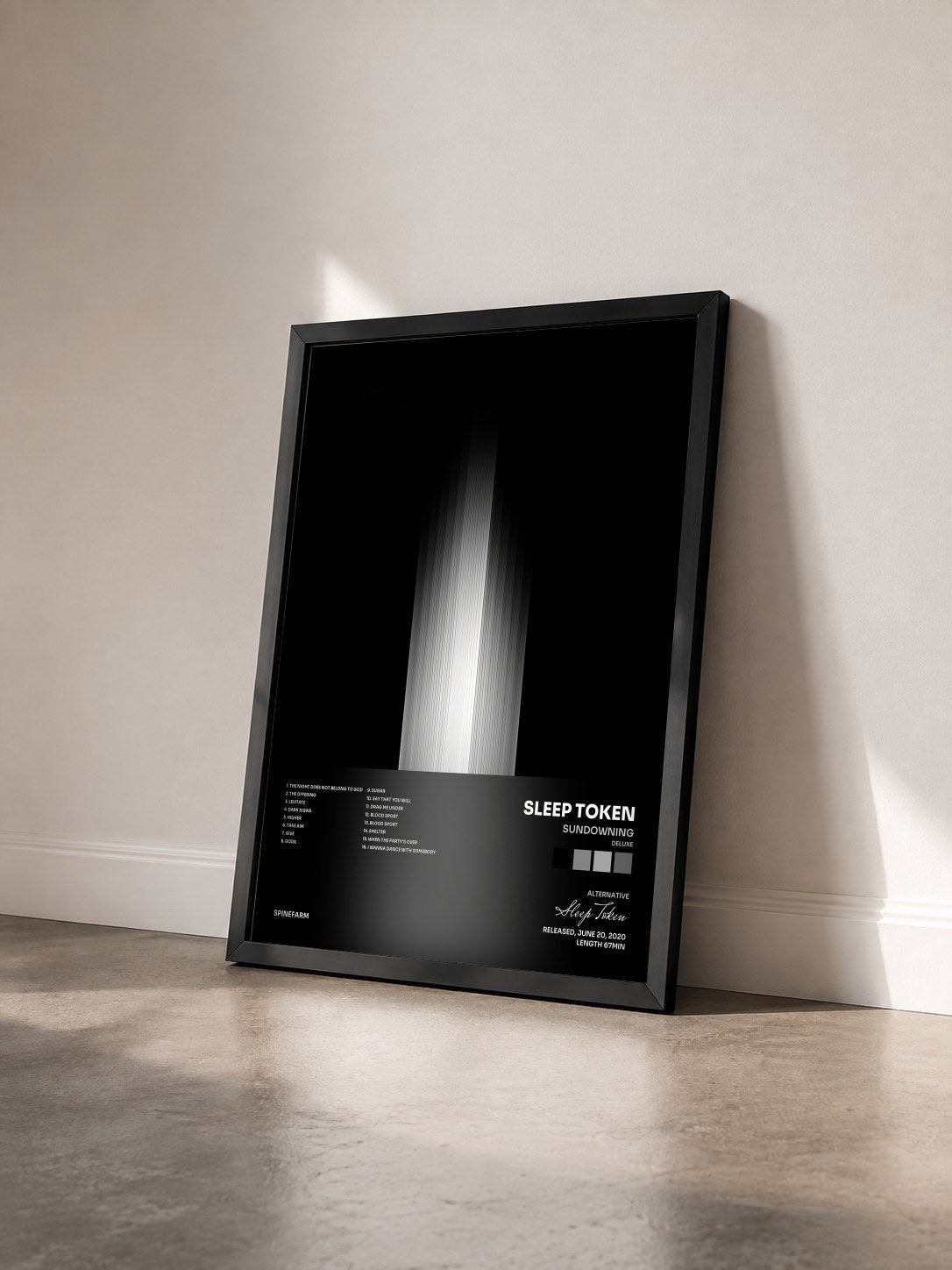 #noir Tableau de l'album Sundowning (Deluxe) de Sleep Token vu de trois quarts, cadre noir