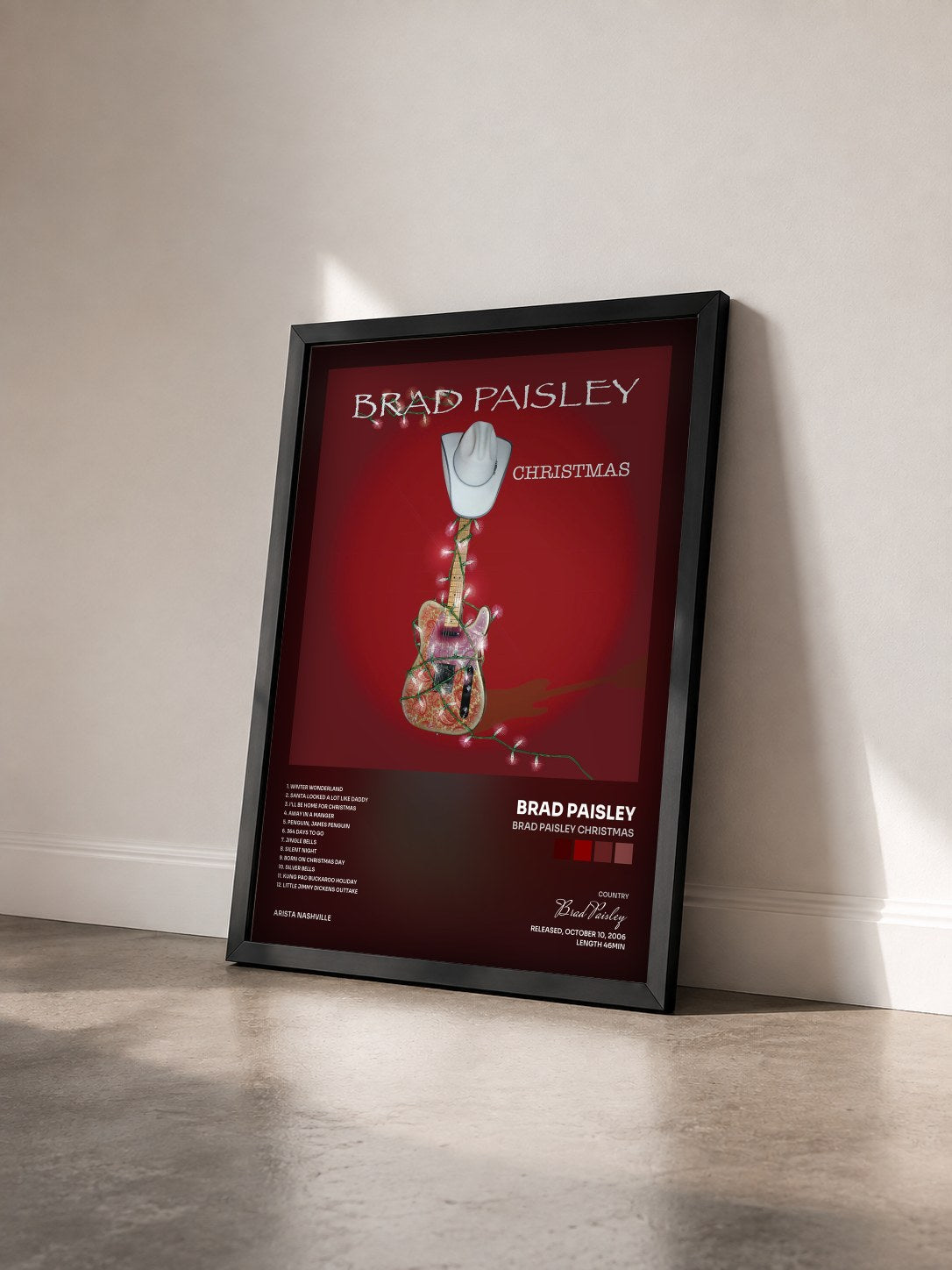 #noir Tableau de l'album Brad Paisley Christmas de Brad Paisley vu de trois quarts, cadre noir
