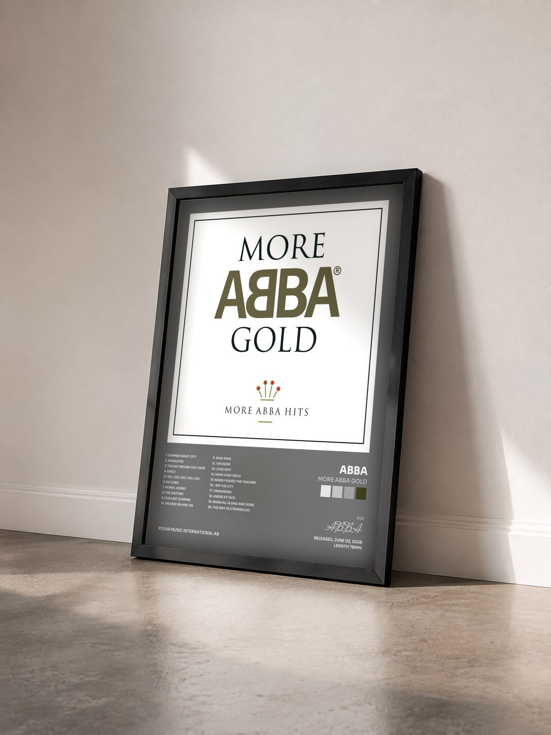 #noir Tableau de l'album More ABBA Gold de ABBA vu de trois quarts, cadre noir