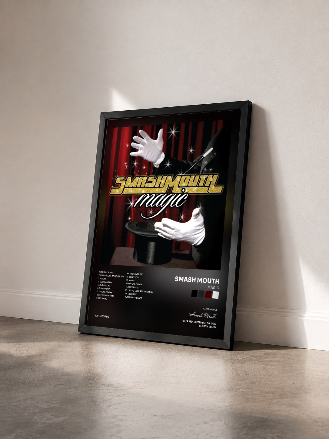 #noir Tableau de l'album Magic de Smash Mouth vu de trois quarts, cadre noir