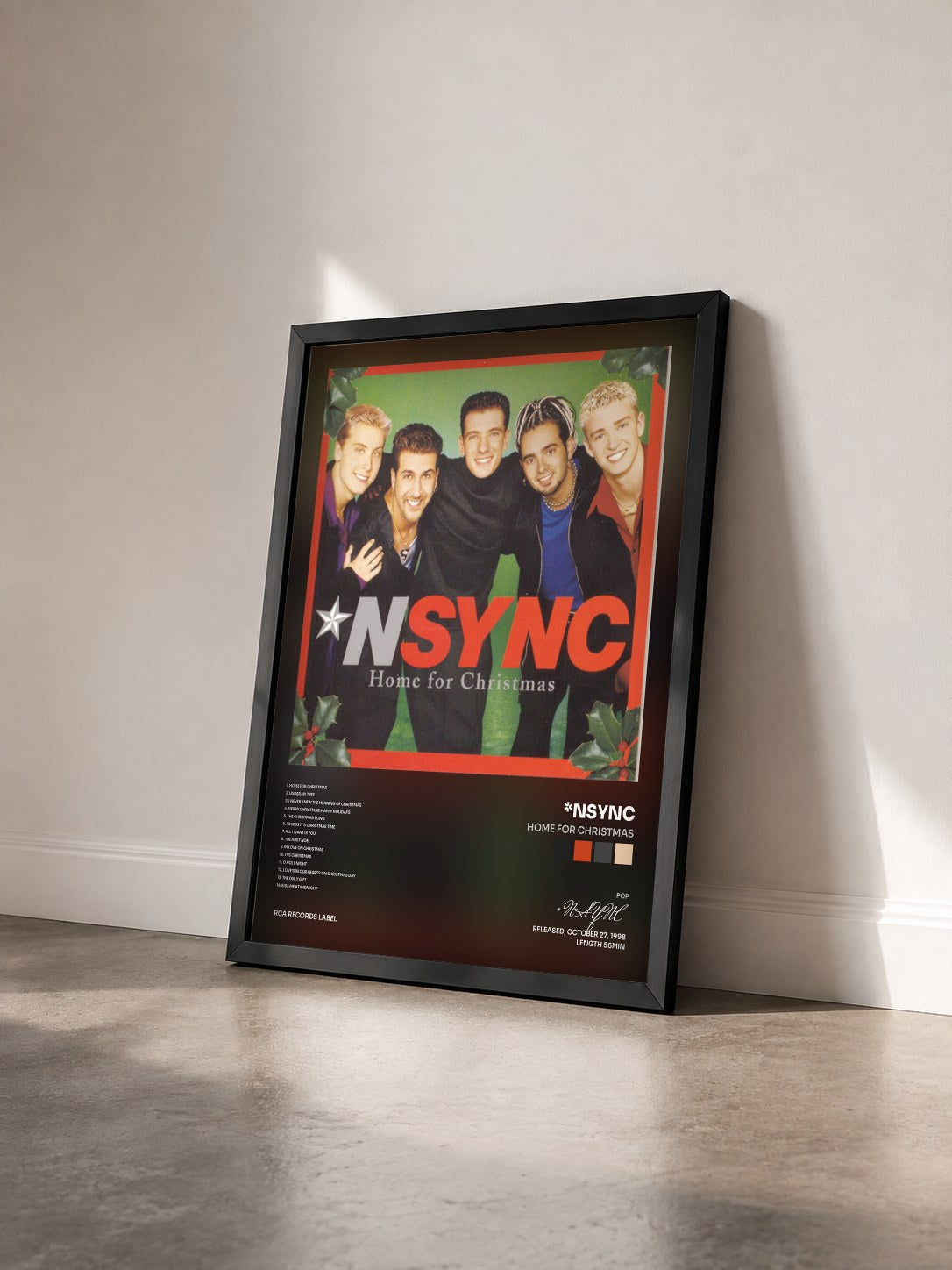 #noir Tableau de l'album Home For Christmas de *NSYNC vu de trois quarts, cadre noir