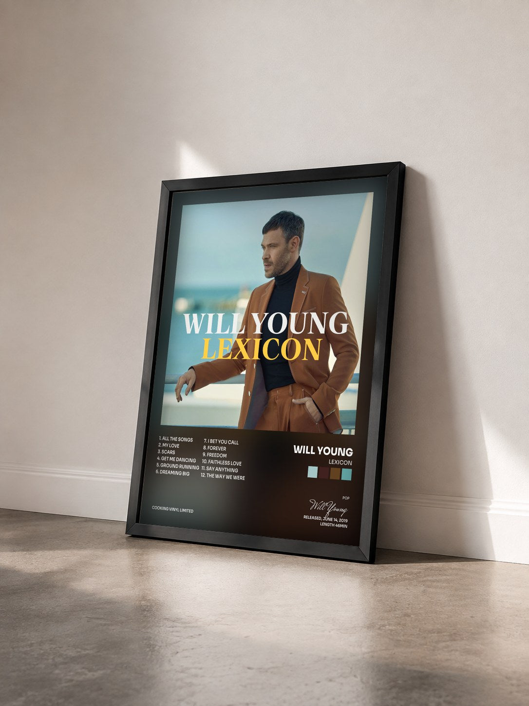 #noir Tableau de l'album Lexicon de Will Young vu de trois quarts, cadre noir