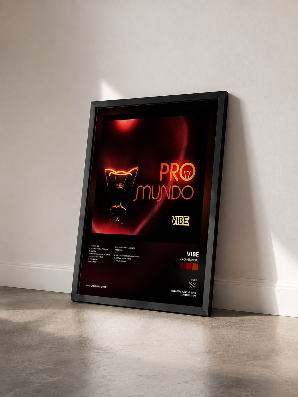 #noir Tableau de l'album Pro Mundo de Vibe vu de trois quarts, cadre noir