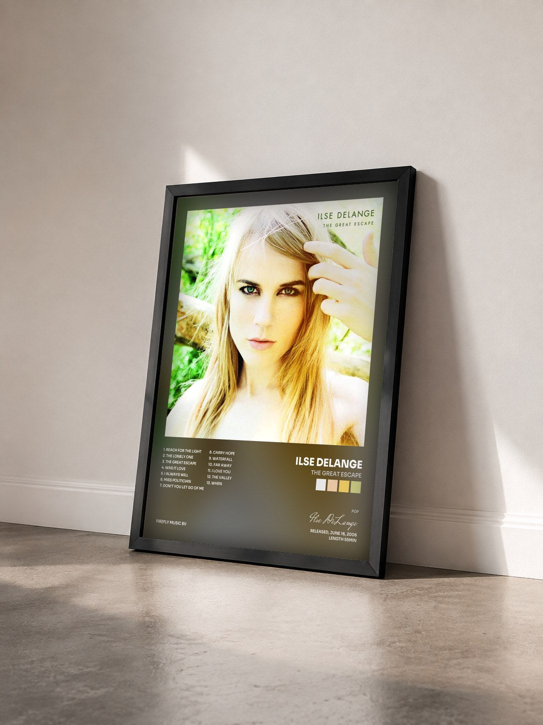 #noir Tableau de l'album The Great Escape de Ilse DeLange vu de trois quarts, cadre noir