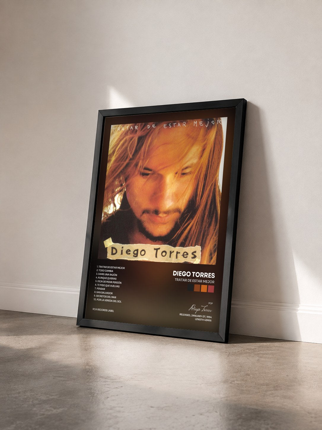 #noir Tableau de l'album Tratar De Estar Mejor de Diego Torres vu de trois quarts, cadre noir