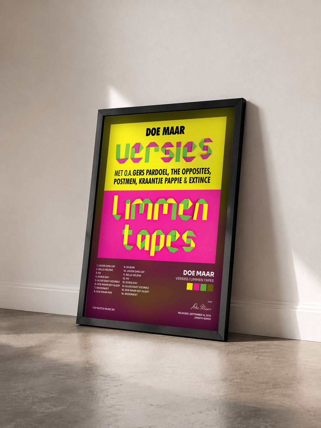 #noir Tableau de l'album Versies / Limmen Tapes de Doe Maar vu de trois quarts, cadre noir