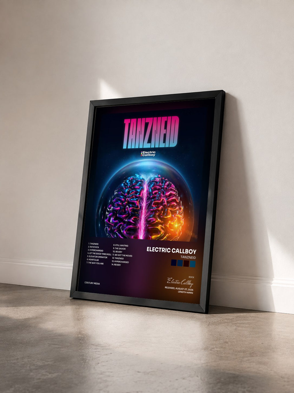 #noir Tableau de l'album TANZNEID de Electric Callboy vu de trois quarts, cadre noir