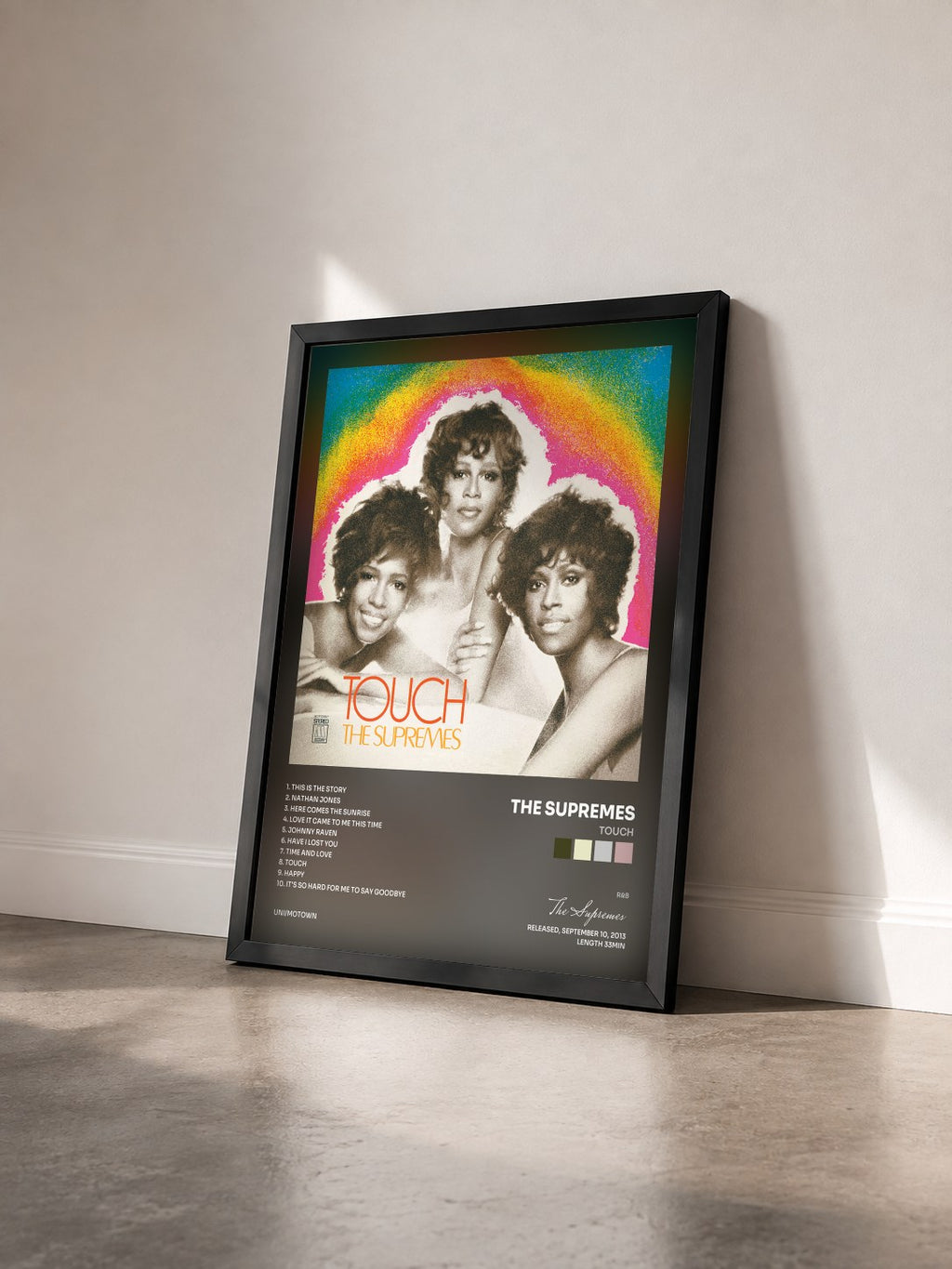 #noir Tableau de l'album Touch de The Supremes vu de trois quarts, cadre noir