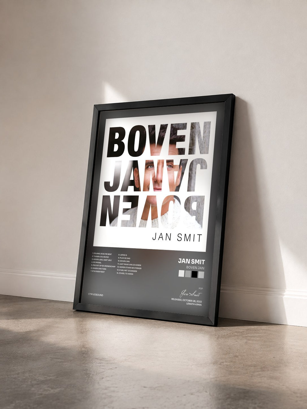 #noir Tableau de l'album Boven Jan de Jan Smit vu de trois quarts, cadre noir