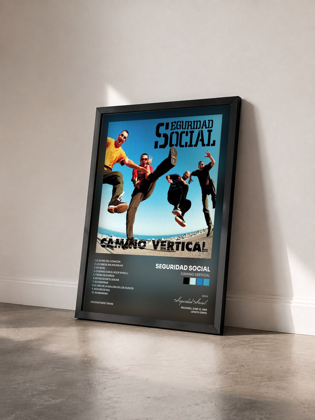 #noir Tableau de l'album Camino Vertical de Seguridad Social vu de trois quarts, cadre noir