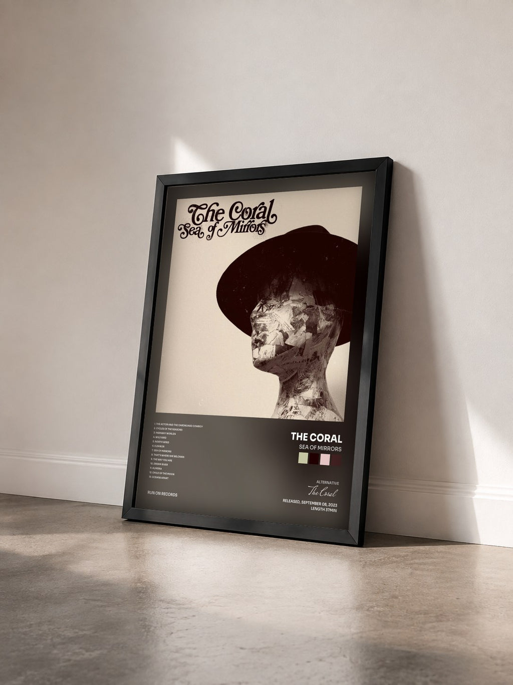 #noir Tableau de l'album Sea Of Mirrors de The Coral vu de trois quarts, cadre noir