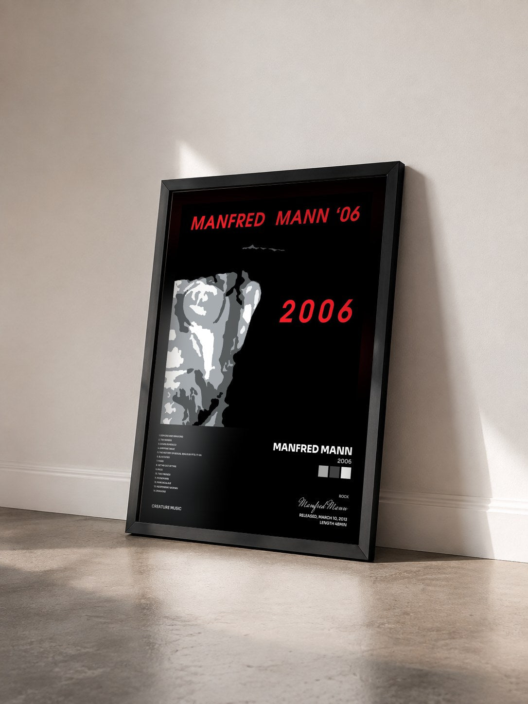#noir Tableau de l'album 2006 de Manfred Mann vu de trois quarts, cadre noir