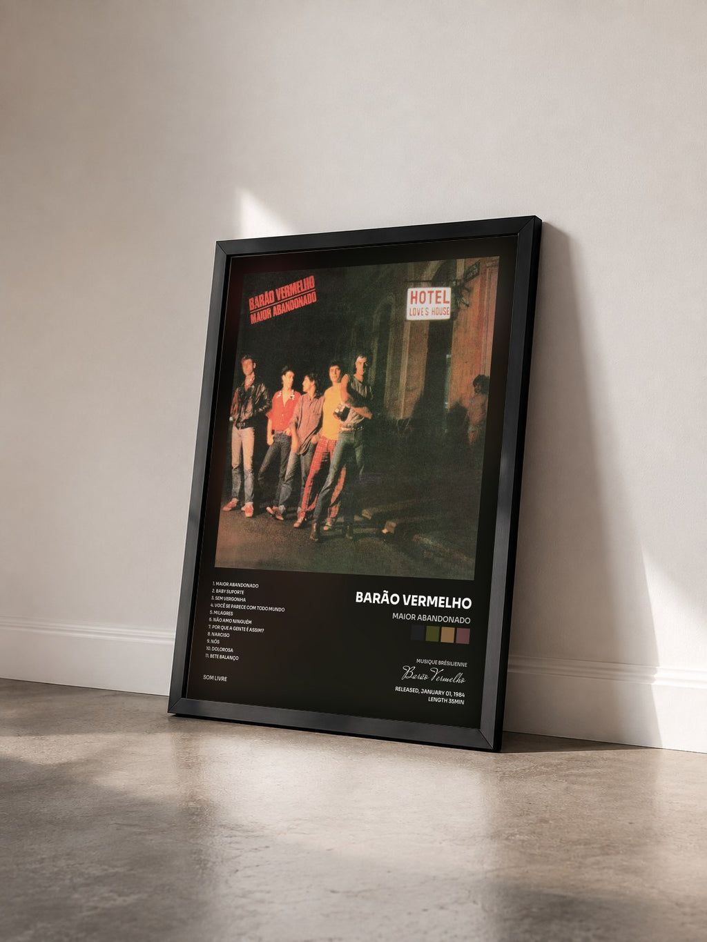 #noir Tableau de l'album Maior Abandonado de Barão Vermelho vu de trois quarts, cadre noir
