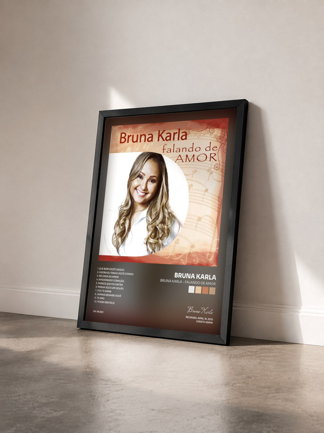 #noir Tableau de l'album Bruna Karla - Falando de Amor de Bruna Karla vu de trois quarts, cadre noir