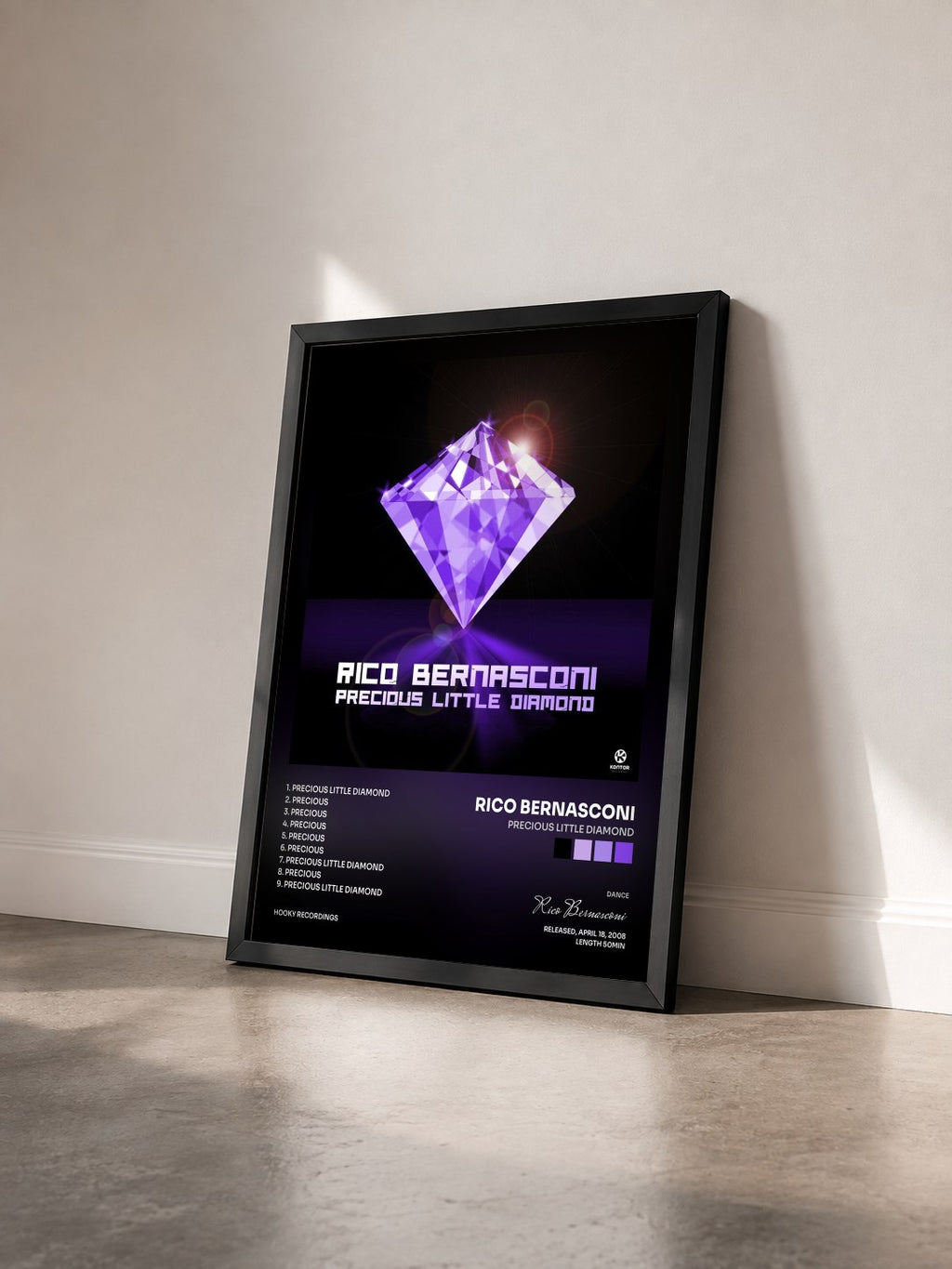 #noir Tableau de l'album Precious Little Diamond de Rico Bernasconi vu de trois quarts, cadre noir