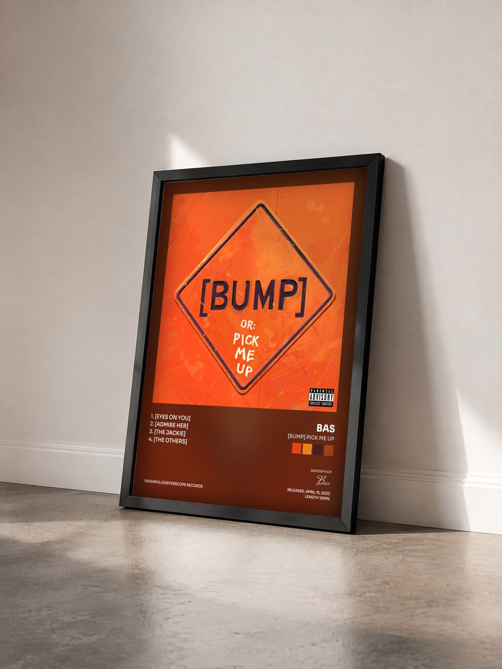 #noir Tableau de l'album [BUMP] Pick Me Up de Bas vu de trois quarts, cadre noir