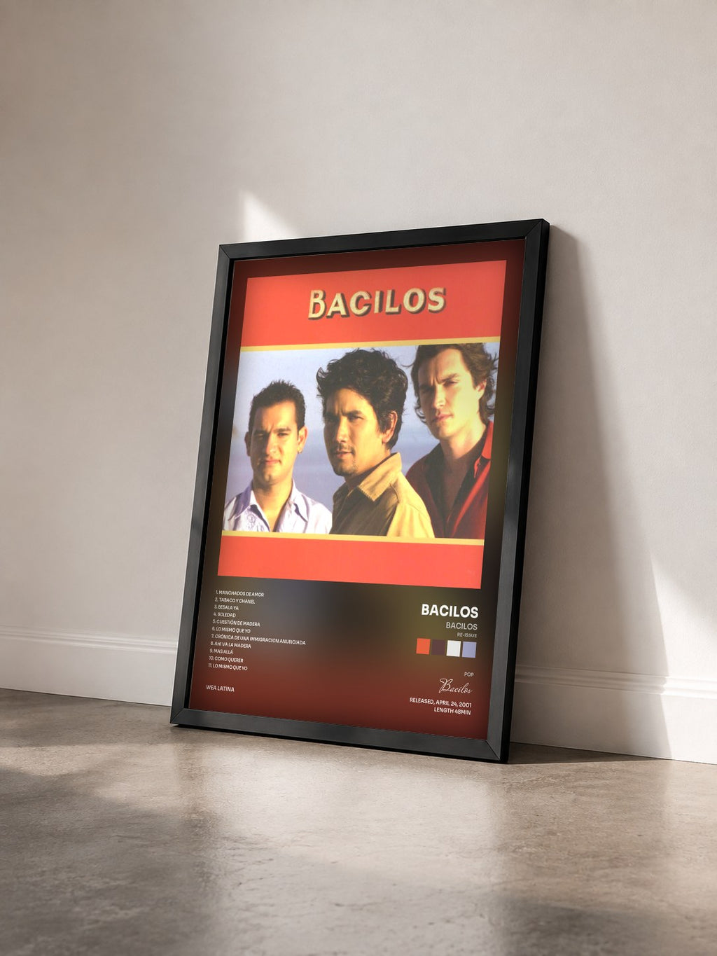 #noir Tableau de l'album Bacilos (Re-Issue) de Bacilos vu de trois quarts, cadre noir