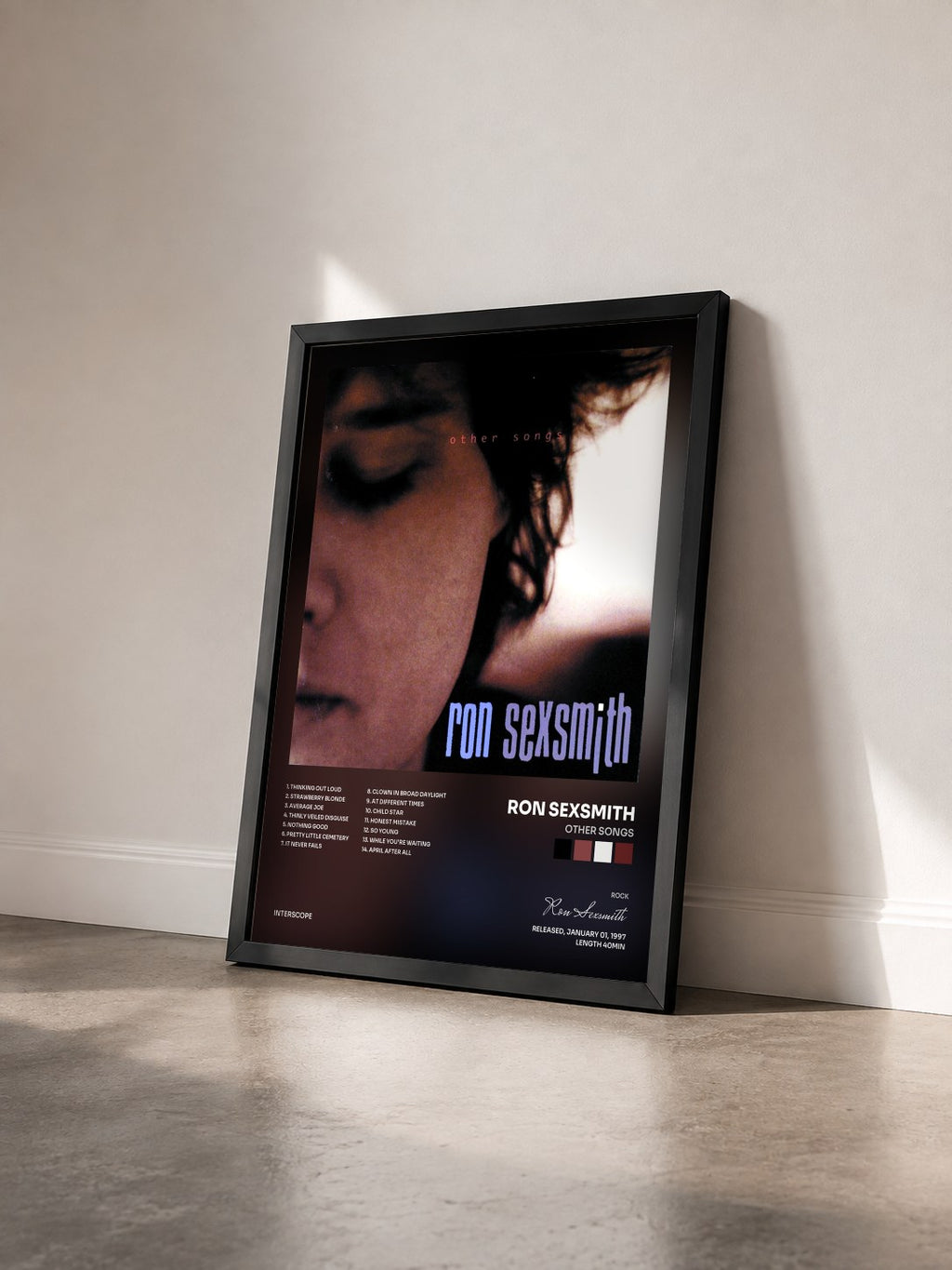 #noir Tableau de l'album Other Songs de Ron Sexsmith vu de trois quarts, cadre noir