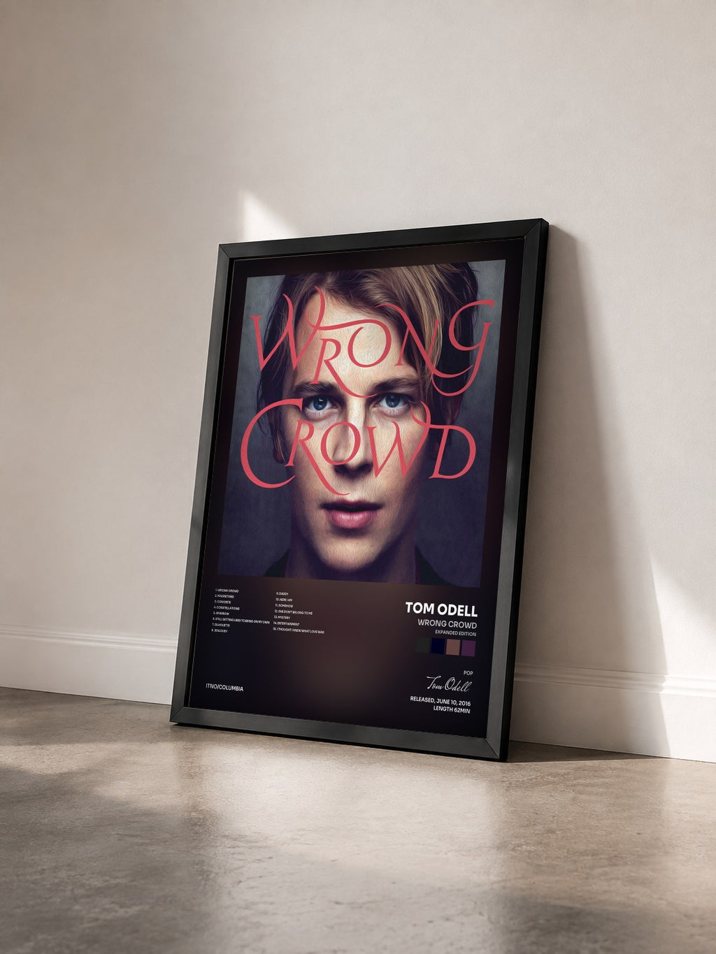 #noir Tableau de l'album Wrong Crowd (Expanded Edition) de Tom Odell vu de trois quarts, cadre noir