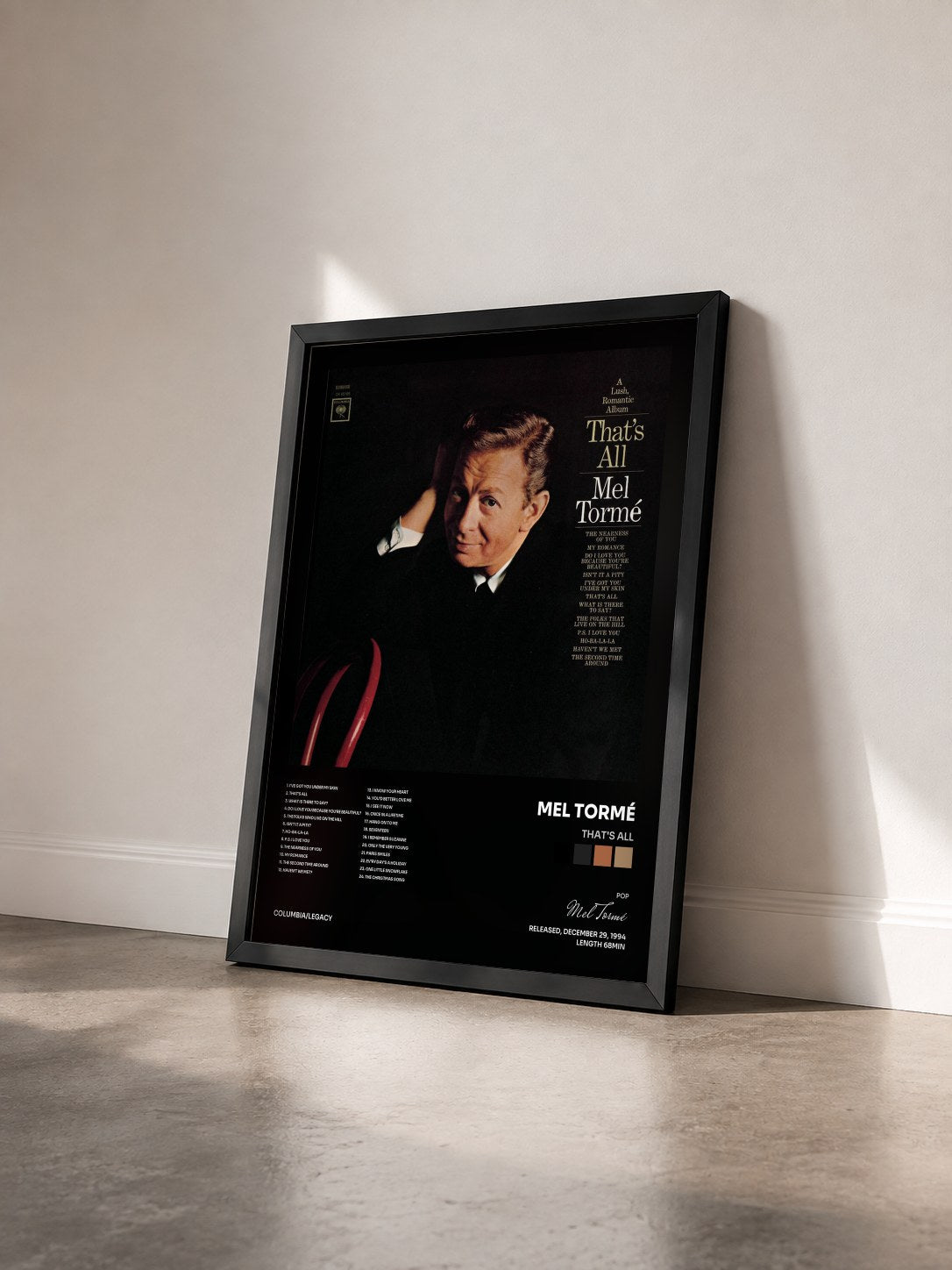 #noir Tableau de l'album That's All de Mel Tormé vu de trois quarts, cadre noir