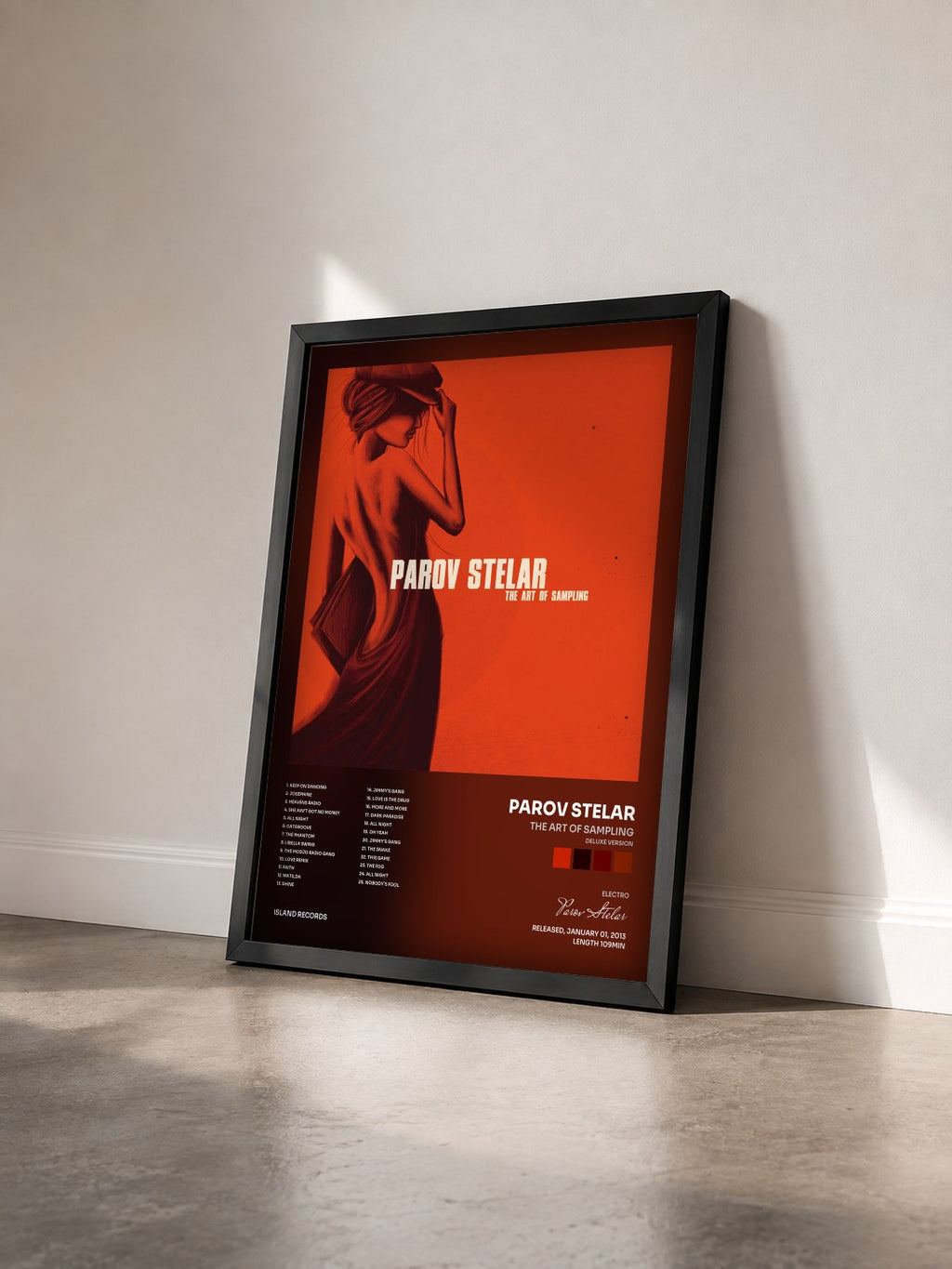#noir Tableau de l'album The Art Of Sampling (Deluxe Version) de Parov Stelar vu de trois quarts, cadre noir