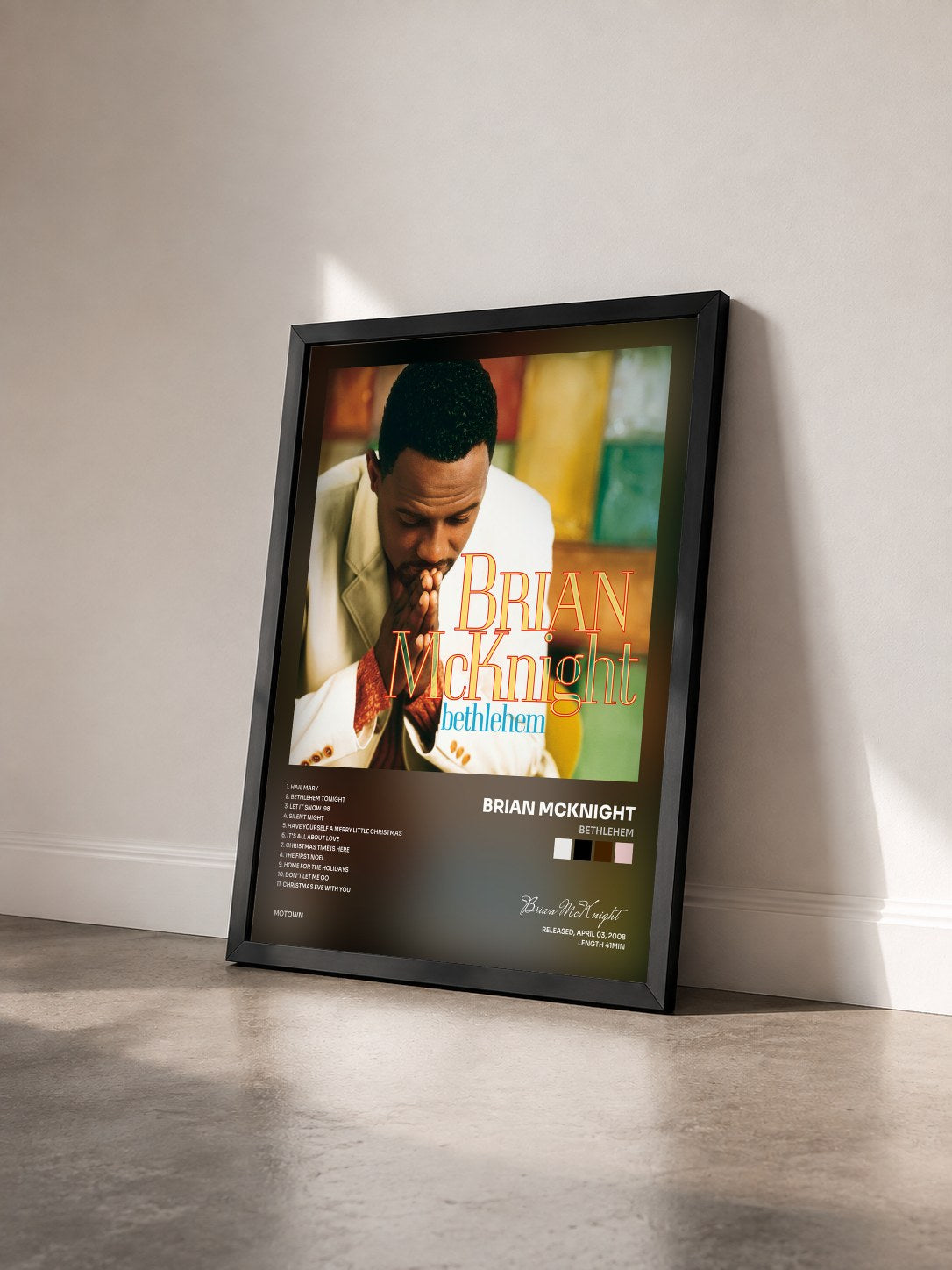 #noir Tableau de l'album Bethlehem de Brian McKnight vu de trois quarts, cadre noir