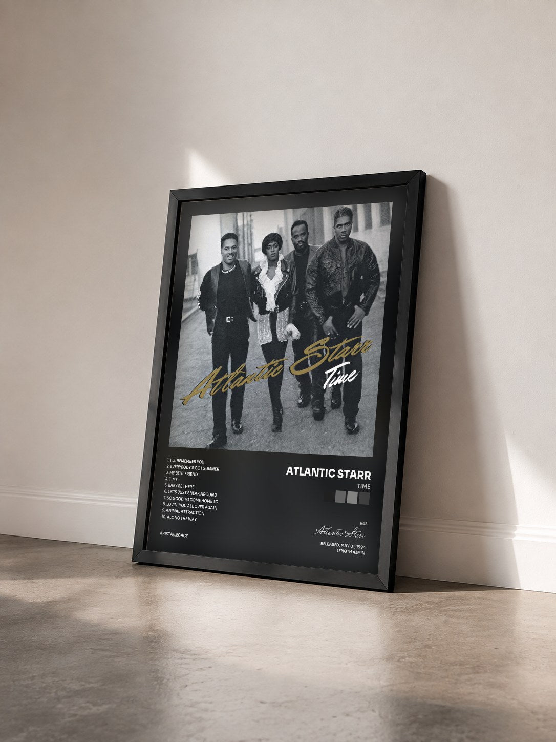 #noir Tableau de l'album Time de Atlantic Starr vu de trois quarts, cadre noir