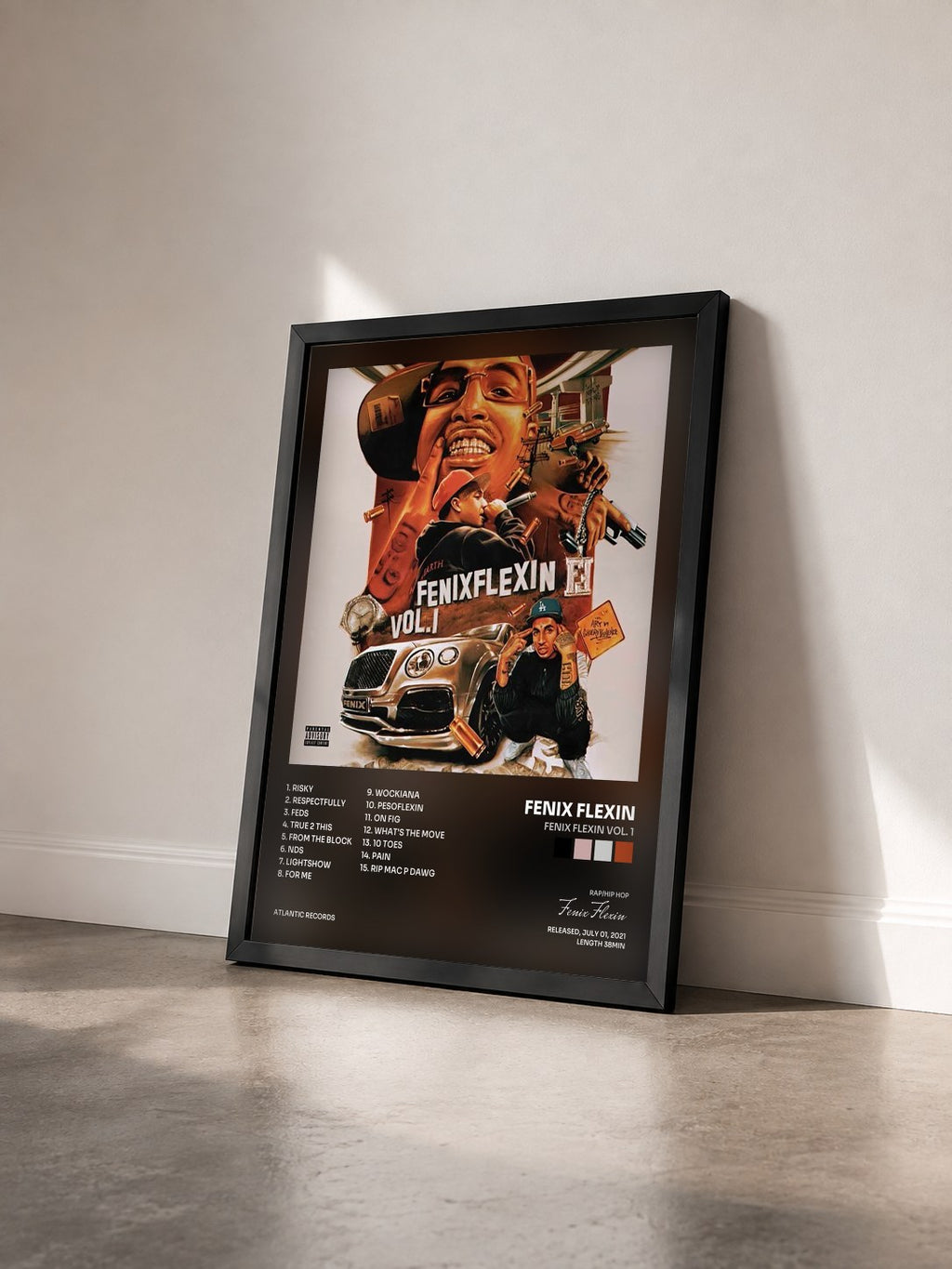 #noir Tableau de l'album Fenix Flexin Vol. 1 de Fenix Flexin vu de trois quarts, cadre noir