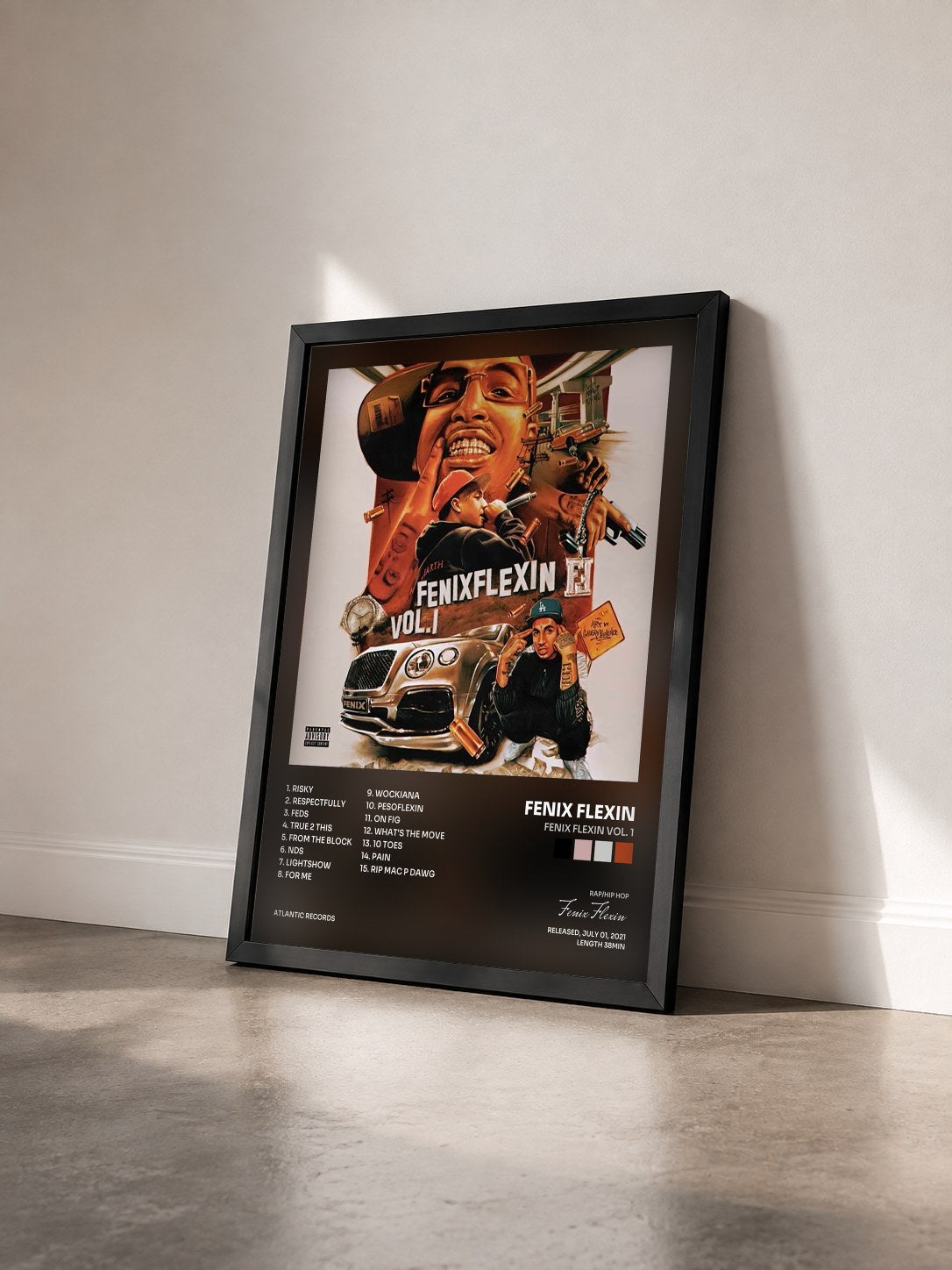 #noir Tableau de l'album Fenix Flexin Vol. 1 de Fenix Flexin vu de trois quarts, cadre noir