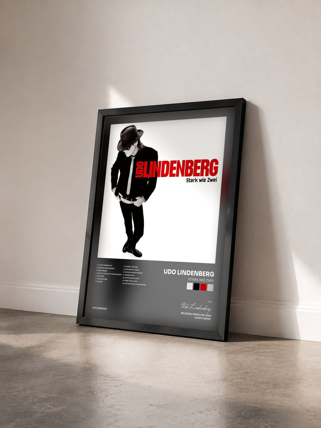 #noir Tableau de l'album Stark wie Zwei de Udo Lindenberg vu de trois quarts, cadre noir