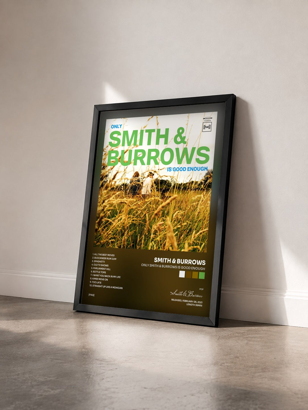 #noir Tableau de l'album Only Smith & Burrows Is Good Enough de Smith & Burrows vu de trois quarts, cadre noir