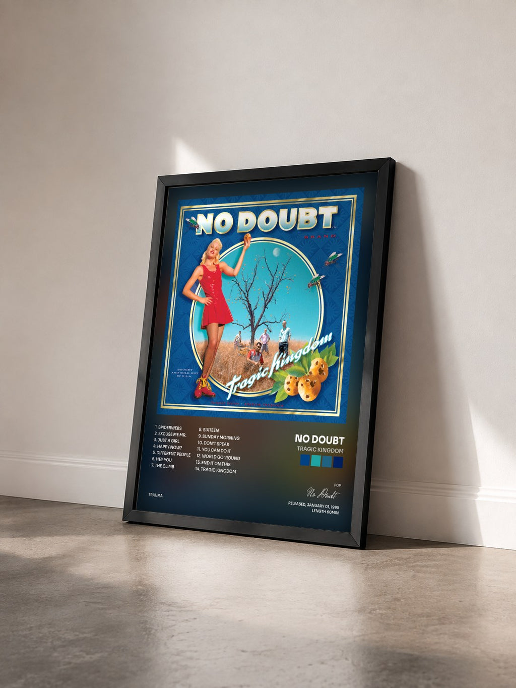 #noir Tableau de l'album Tragic Kingdom de No Doubt vu de trois quarts, cadre noir