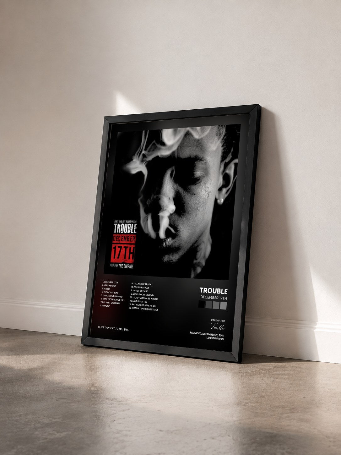 #noir Tableau de l'album December 17th de Trouble vu de trois quarts, cadre noir