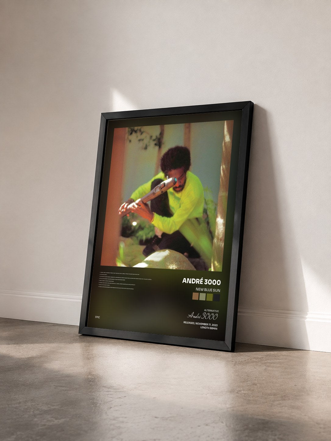 #noir Tableau de l'album New Blue Sun de André 3000 vu de trois quarts, cadre noir