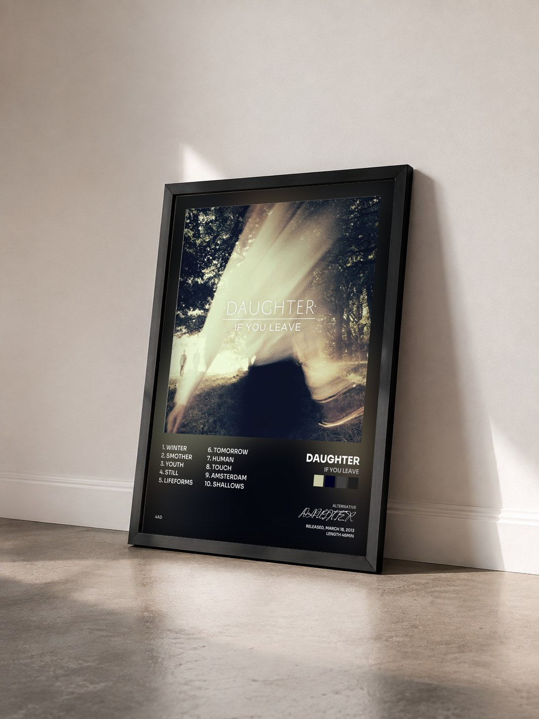 #noir Tableau de l'album If You Leave de DAUGHTER vu de trois quarts, cadre noir