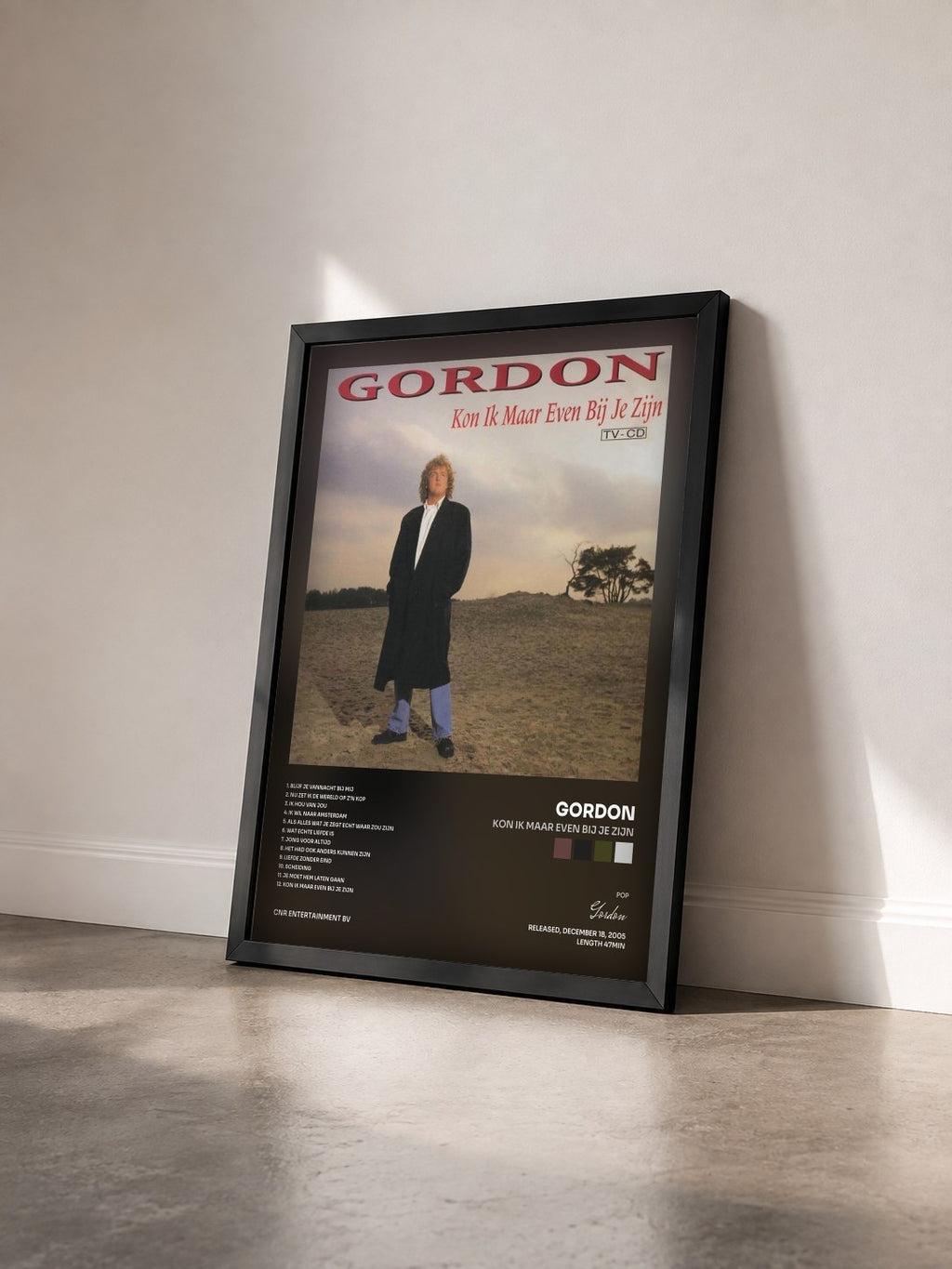 #noir Tableau de l'album Kon ik maar even bij je zijn de Gordon vu de trois quarts, cadre noir