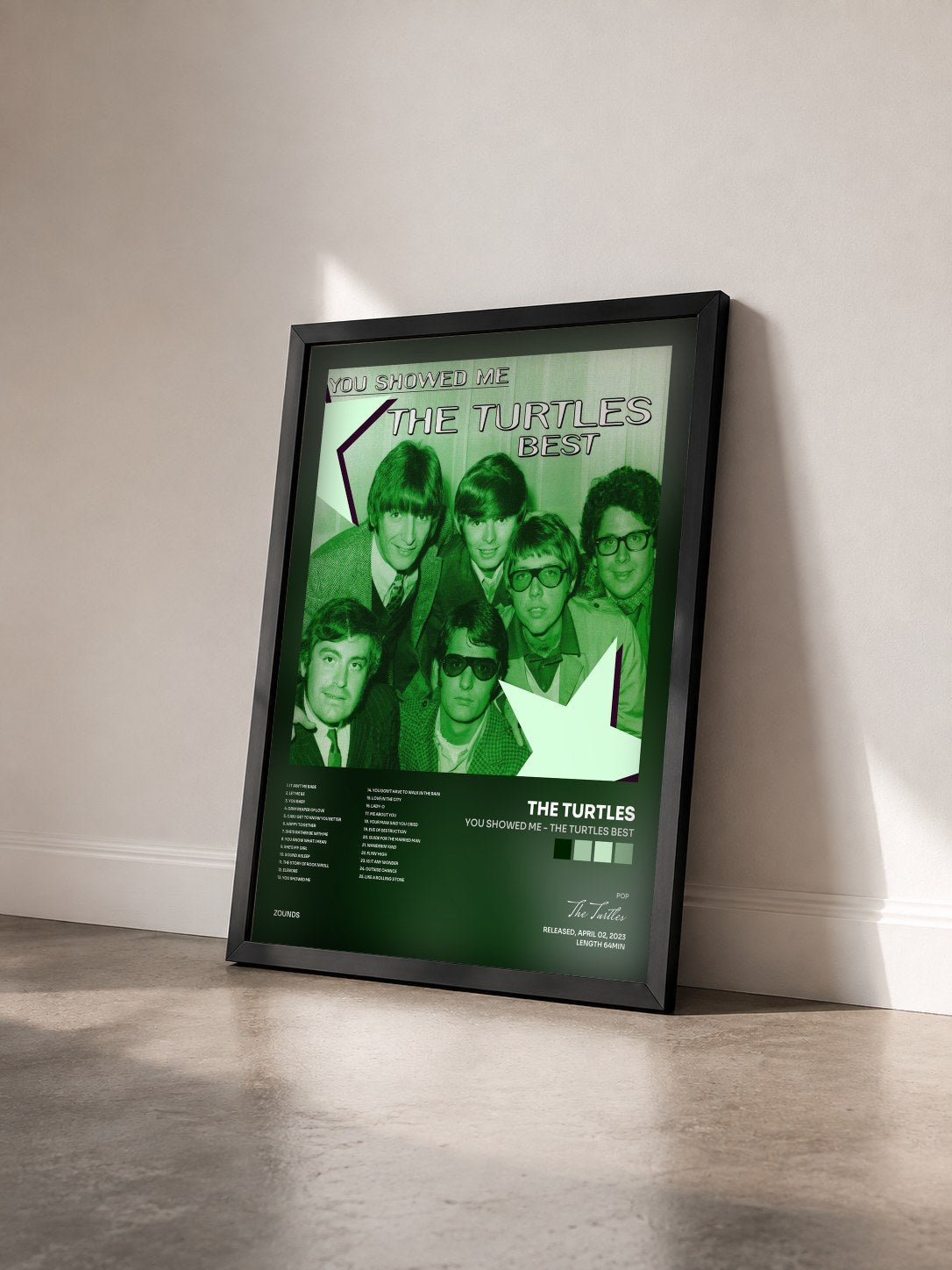 #noir Tableau de l'album You Showed Me - The Turtles Best de The Turtles vu de trois quarts, cadre noir