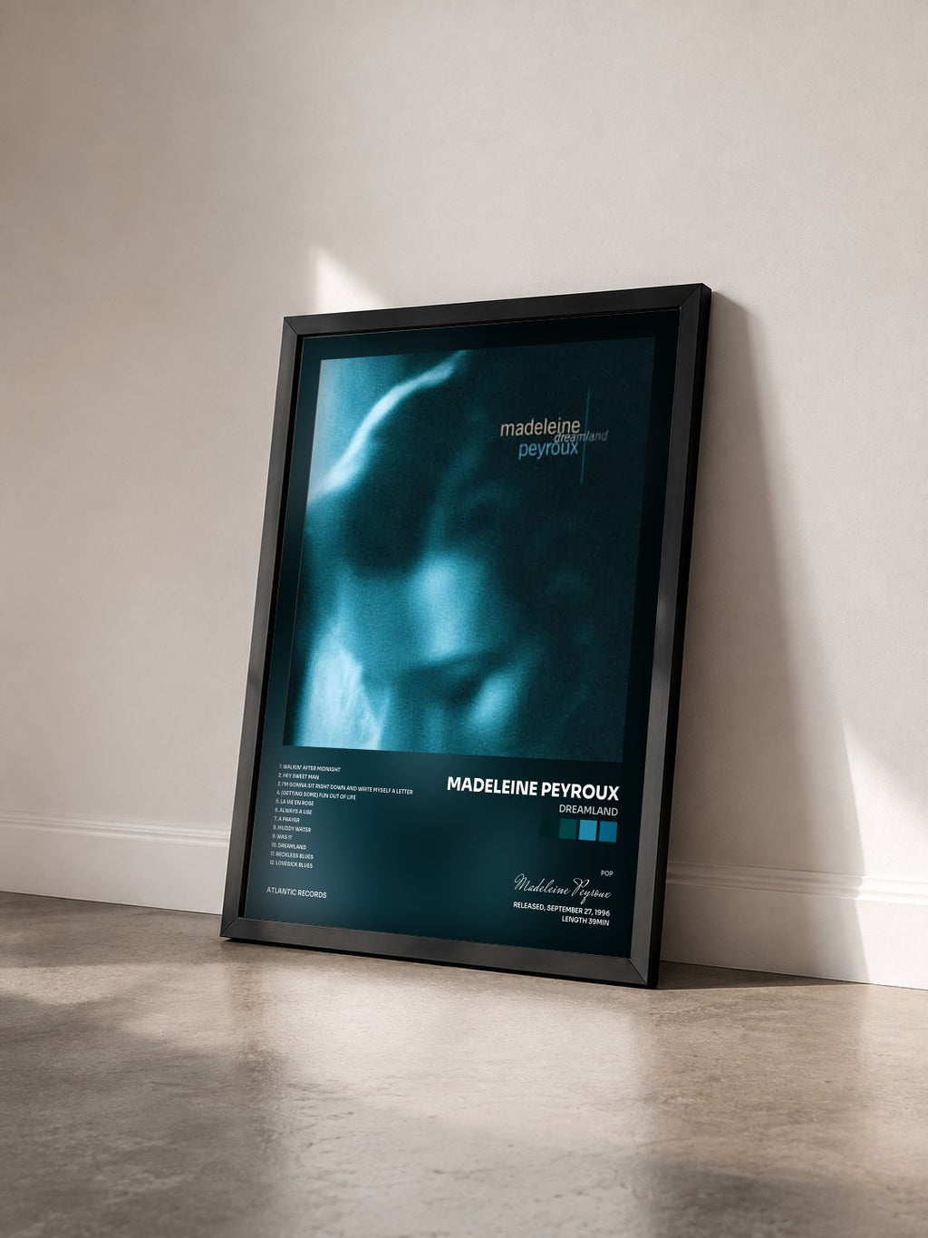 #noir Tableau de l'album Dreamland de Madeleine Peyroux vu de trois quarts, cadre noir