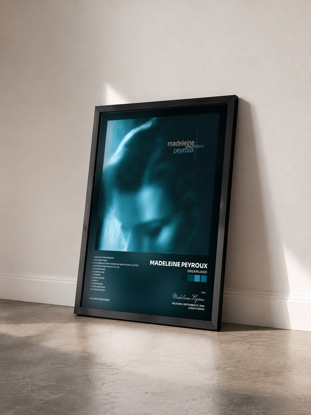 #noir Tableau de l'album Dreamland de Madeleine Peyroux vu de trois quarts, cadre noir