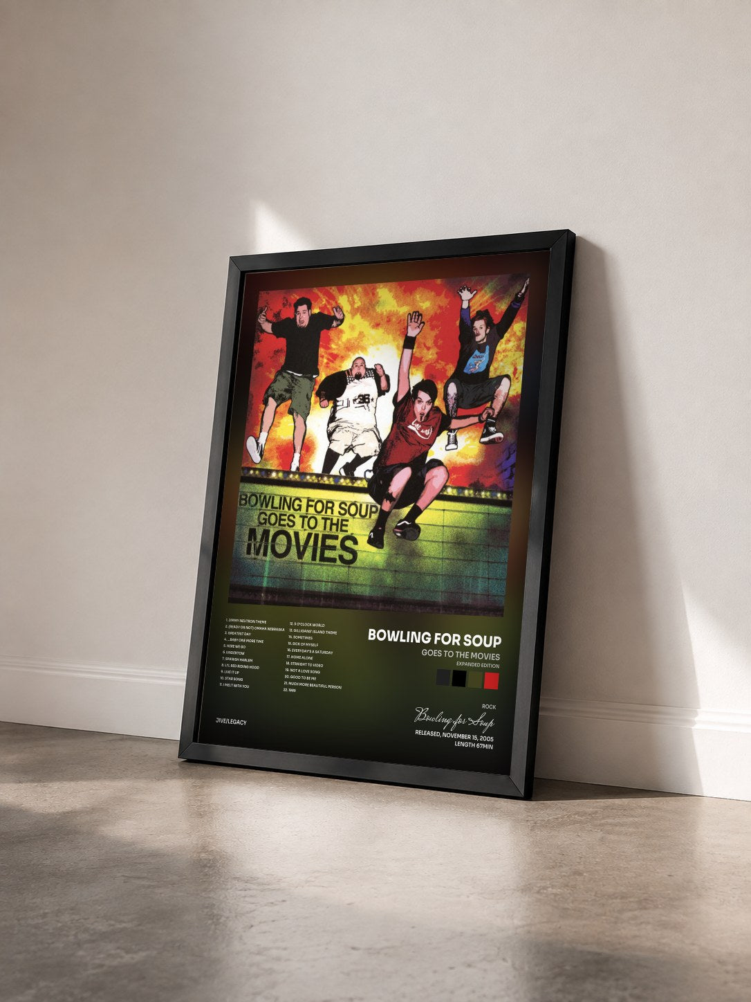 #noir Tableau de l'album Goes to the Movies (Expanded Edition) de Bowling for Soup vu de trois quarts, cadre noir