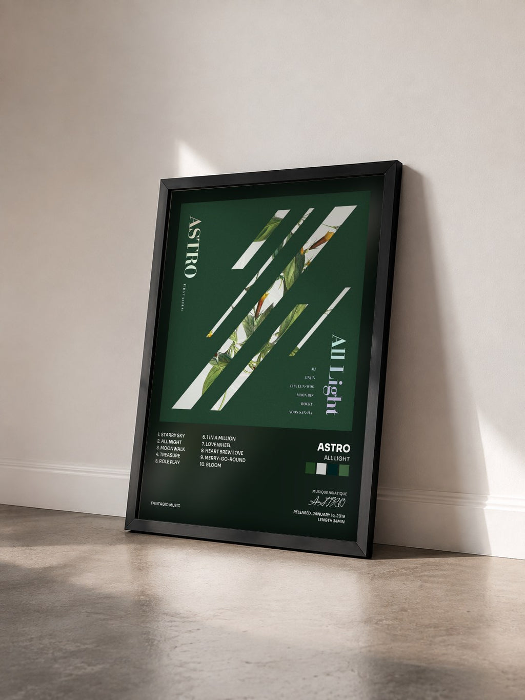 #noir Tableau de l'album All Light de ASTRO vu de trois quarts, cadre noir