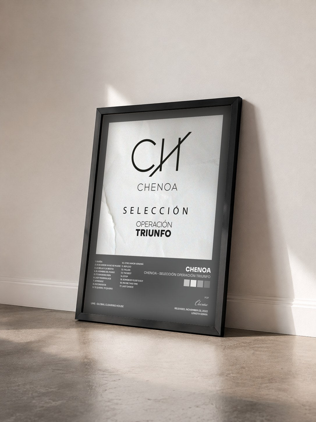 #noir Tableau de l'album Chenoa - Selección Operación Triunfo de Chenoa vu de trois quarts, cadre noir